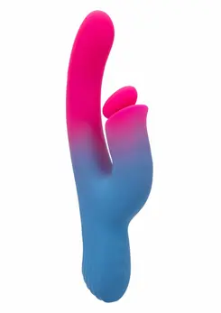 Dual Stimulator Thrusting Vibrator Silicone Waterproof USB Pink