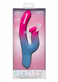 Dual Stimulator Thrusting Vibrator Silicone Waterproof USB Pink