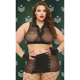 Baci Lingerie Sergeant Seduction Set Black, 4-Piece, One Size/Queen Size