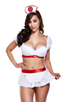 Baci Cheeky Nurse Set White OS - 3-Piece Costume with Cap