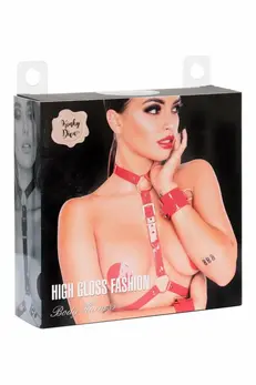 Kinky Diva Body Harness Red High Gloss Adjustable Vegan Leather