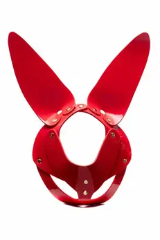 Kinky Diva Bunny Mask Red High Gloss Vegan Leather Adjustable 65cm