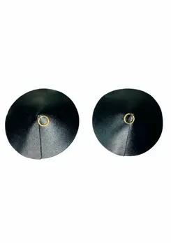 Kinky Diva PU Leather Nipple Covers Ring Black Reusable Adhesive