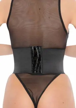 Croco Front Waist Cincher High Gloss Snake Design Adjustable Fit S/M