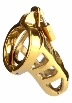 Mr. Steel Chastity Cage Gold - Secure Stainless Steel System, Adjustable