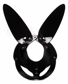 Kinky Diva Bunny Mask Black High Gloss Vegan Leather Adjustable