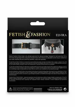 Fetish & Fashion Elvira Collar Adjustable PU Ruby Jewel Gold Charm