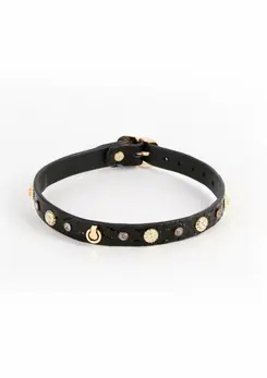 Fetish & Fashion Alina Collar Adjustable PU Crystal Gold Sun 29-44cm