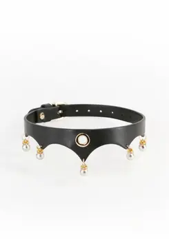 Fetish & Fashion Jezebel Collar Gold Accents Adjustable 11.5-16in