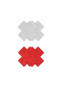 NS Novelties Pretty Pasties Glitter Cross 2 Pair - Sparkling Adhesive Covers
