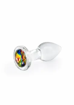 Crystal Desires Rainbow Gem Small Borosilicate Plug with Multicolor Jewel