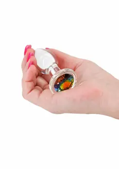 Crystal Desires Rainbow Gem Small Borosilicate Plug with Multicolor Jewel