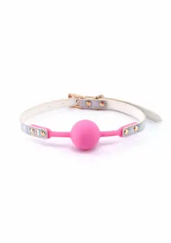 Cosmo Bondage Ball Gag Adjustable Holographic Vinyl Rose Gold