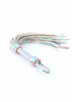 Cosmo Bondage Flogger Holographic Vinyl Adjustable Rose Gold
