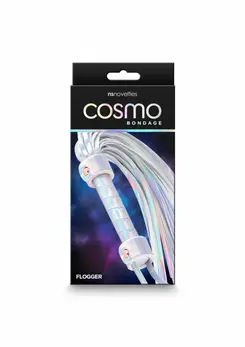 Cosmo Bondage Flogger Holographic Vinyl Adjustable Rose Gold