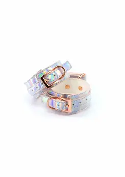 Cosmo Bondage Ankle Cuffs Holographic Vinyl Adjustable Rose Gold