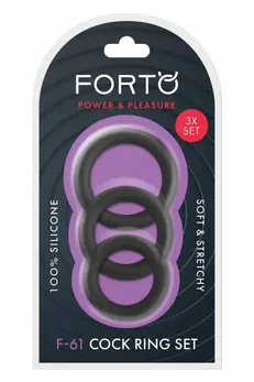 FORTO F-61 3 Piece Silicone Ring Set Black - Flexible Premium Material