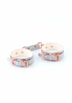 Cosmo Bondage Wrist Cuffs Holographic Vinyl Adjustable Rose Gold