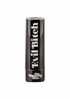 Naughty Bits Evil Bitch Lipstick Vibrator Black Compact 10-Function