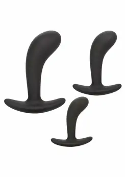 CalExotics Silicone Prostate Kit 3-Piece Set with Pull Handles Black