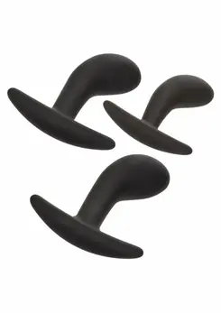 CalExotics Silicone Prostate Kit 3-Piece Set with Pull Handles Black