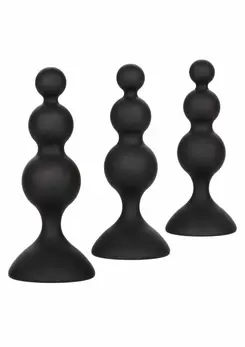 CalExotics Silicone Beaded Anal Kit 3-Piece Graduated Set Black