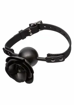 Forbidden Removable Rose Gag Silicone Adjustable Black 716770105356
