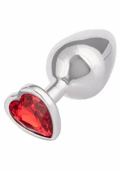 Jewel Large Ruby Heart Plug - Metallic Intimate Accessory, Red Gem, Large