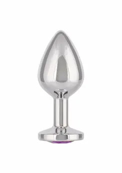 Jewel Large Amethyst Plug - Metallic Model with Decorative Gem, Size L