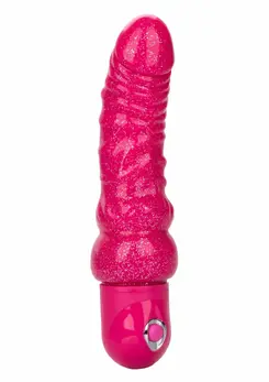 Lady Boner Bendable Vibrator Pink Flexible Glitter 21 cm