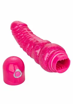Lady Boner Bendable Vibrator Pink Flexible Glitter 21 cm