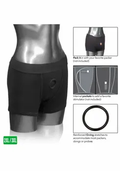 Packer Gear Boxer Brief Harness Black - Comfortable Cotton System L/XL