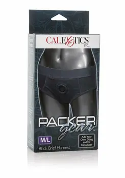 Packer Gear Brief Harness Black Cotton/Spandex Secure Fit 716770081384