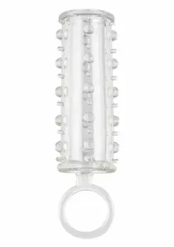 Sensation Enhancer Extension Sleeve with Beaded Surface, Open-End, TPE