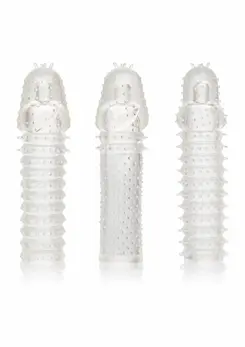 CalExotics Extension Kit 3 pcs - Set of Anatomical Enhancer Sleeves, Clear