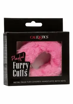 Playful Furry Cuffs Adjustable Faux Fur Metal Restraint System Black