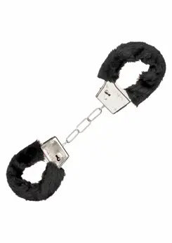 Playful Furry Cuffs Adjustable Metal Handcuffs with Faux Fur Covering