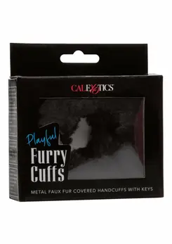 Playful Furry Cuffs Adjustable Metal Handcuffs with Faux Fur Covering