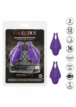 CalExotics Rechargeable Nipplettes Adjustable Vibrating Clamps Pink