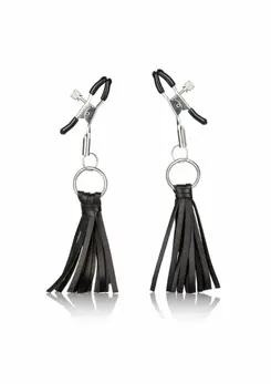 CalExotics Playful Tassels Adjustable Nipple Clamps Black 716770091888