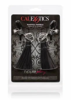 CalExotics Playful Tassels Adjustable Nipple Clamps Black 716770091888