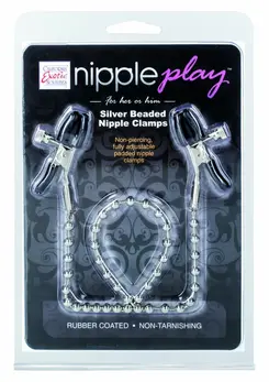 CalExotics Nipple Play Silver Beaded Adjustable Clamps, Nickel-Free Iron
