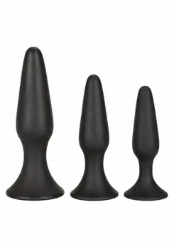CalExotics Silicone Anal Trainer Kit - Graduated Flexible Set, Black