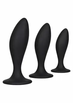 CalExotics Silicone Anal Curve Kit 3-Piece Set with Suction Base Black
