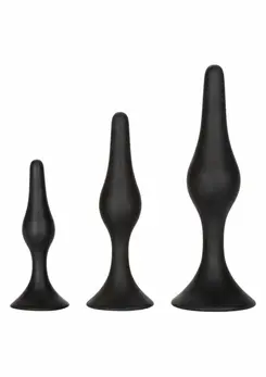 CalExotics Silicone Anal Starter Kit - Set of 3 Graduated Plugs, Black