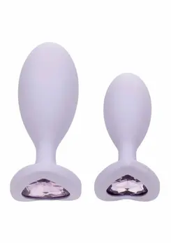 CalExotics First Time Crystal Booty Duo Silicone Plug Set Pink