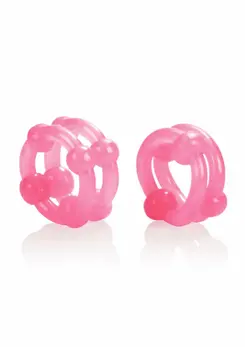 Island Rings Double Stacker TPE Dual Support Ring with Beads Transparent