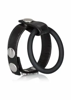 California Exotic Large Leather Ball Spreader Adjustable Support Ring