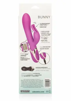 Enchanted Bunny Dual Action Silicone Intimate Machine, 12 Modes, Pink