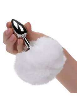 CalExotics Running Wild Bunny Tail Metallic Plug with Fluffy Accent